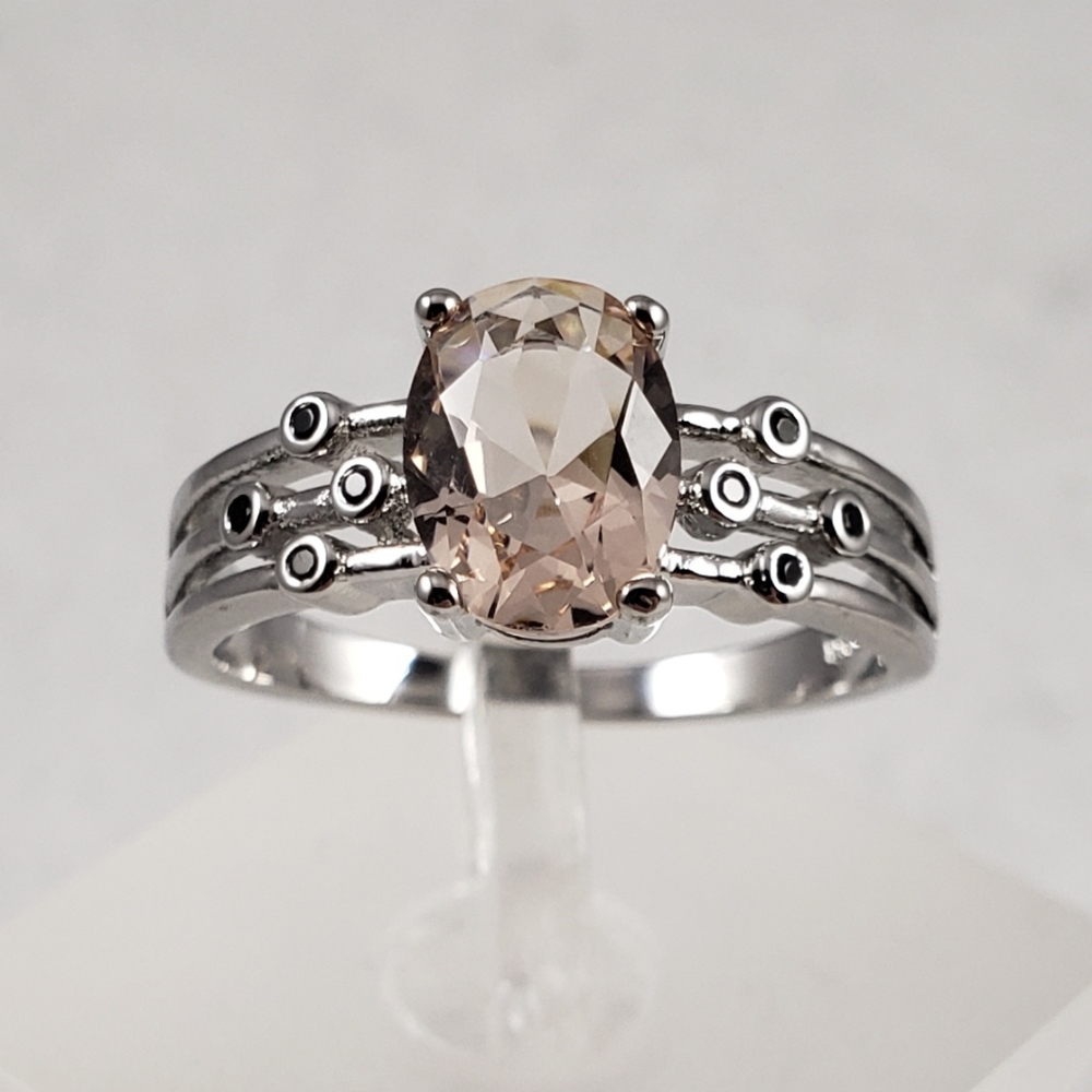 Morganite And Bezel Set Spinel Ring - Picture 8 of 15
